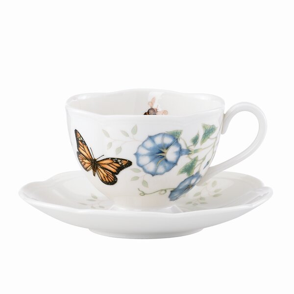 LENOX selling Butterfly Meadow Orange Sulphur Teacup and Saucer Set of 4